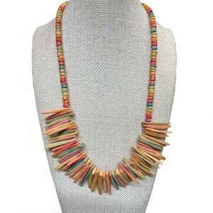 Multicolor 1980’s Dyed Wood Beaded Necklace